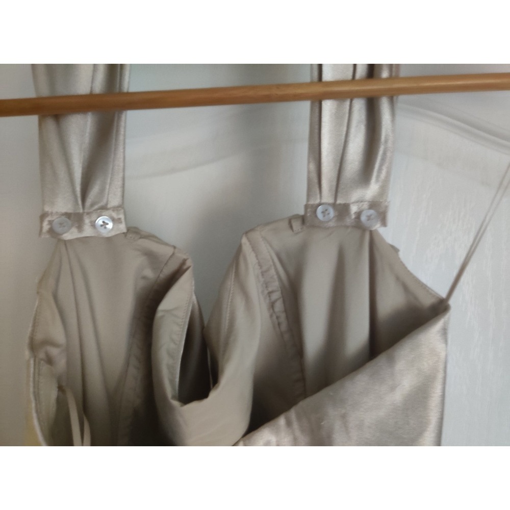 Birdy Grey Champagne Gold Satin Cowl Neck Convertible Halter Maxi Dress XXL - Picture 6 of 7